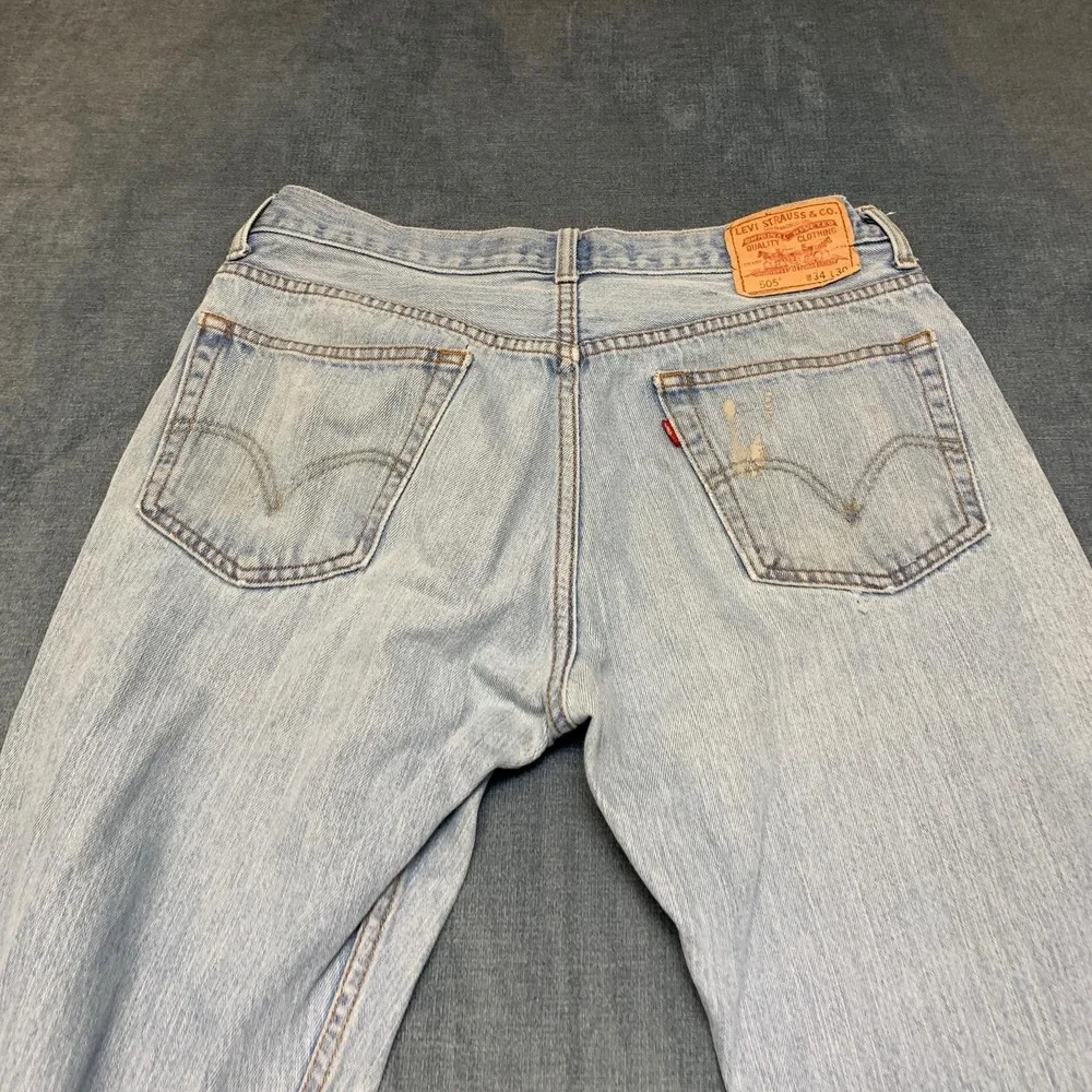 Levi's 505 Jeans Mens 34x30 Blue Denim Medium Wash Regular Fit Straight Leg